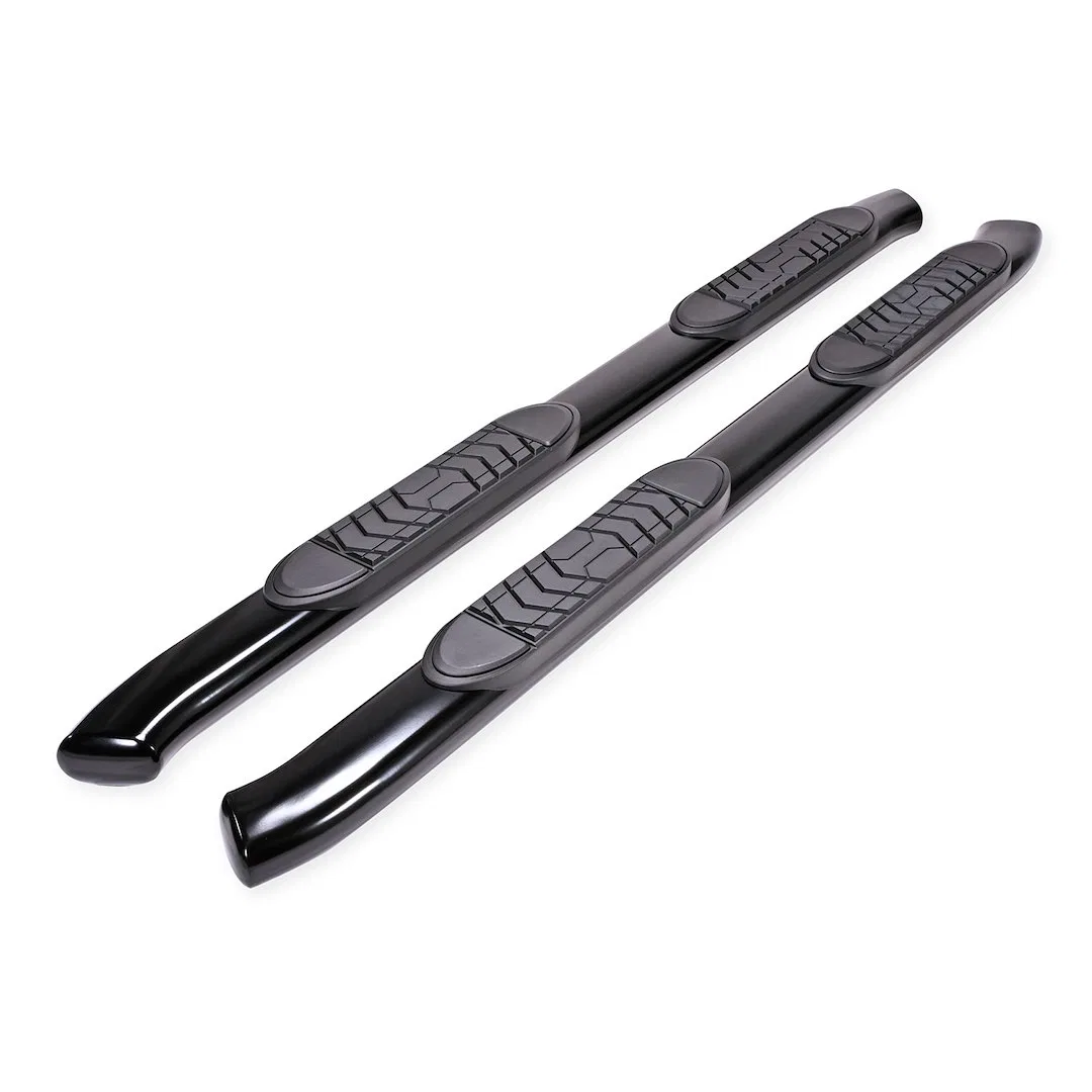 A7081B – TRAILFX Nerf Bar, With Step Pads 5 Inch Oval Bent Powder Coated Black Steel With Welded End Caps Rocker Pane...